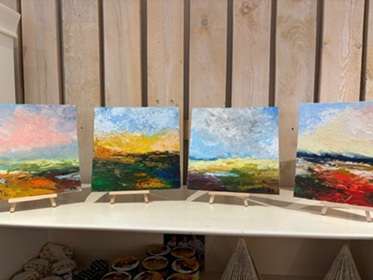 4 kleine Bilder der Künstlerin Sabina Reifenrath